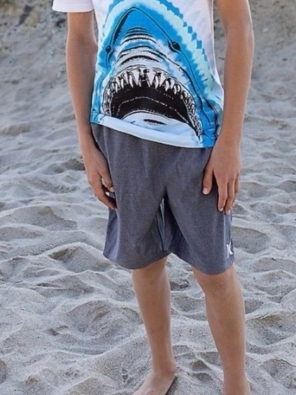 Hurley Black Swim Shorts with Neon Shark Pattern